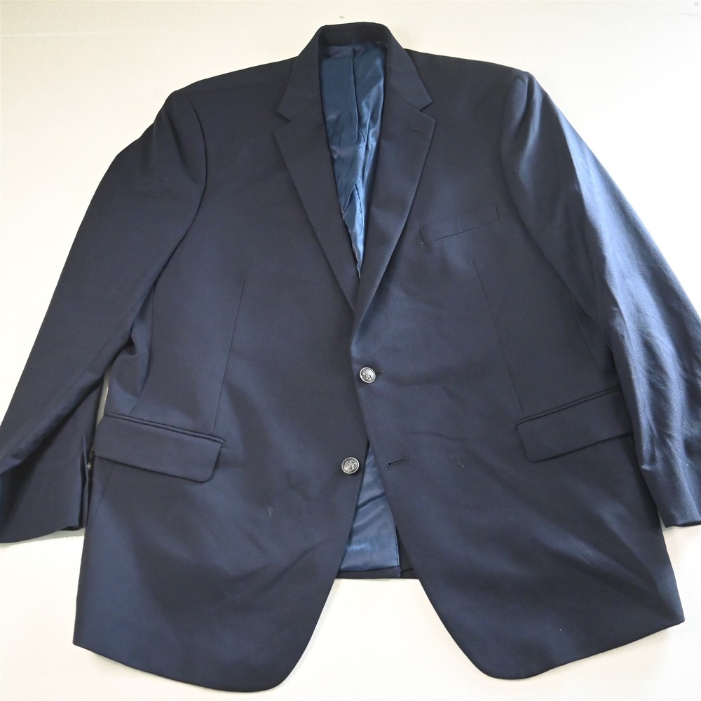 Hart‎ Schaffner Marx 52R Navy Silver Button 100% Wool Blazer Jacket Sport Coat